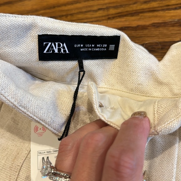 NWT Zara high waisted linen cropped wide leg pants - Picture 5 of 6